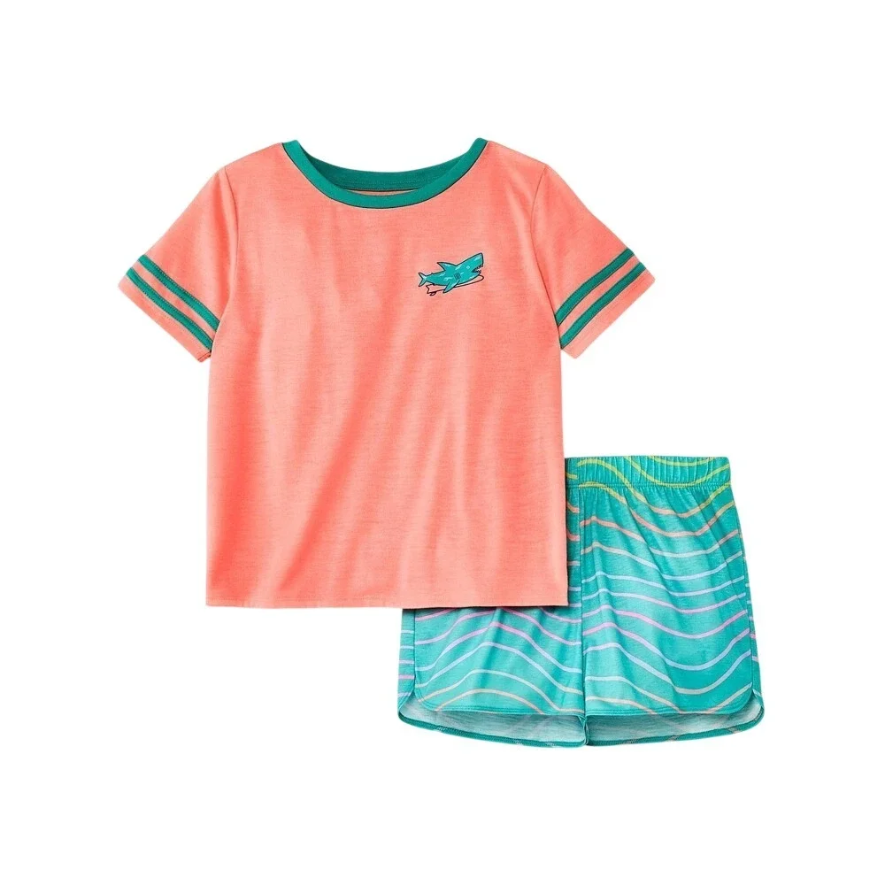 2 PACK! Cat & Jack GIRLS‎ Shark Pajama Set Coral Teal SUMMER SHORTS XL 14/16 NWT